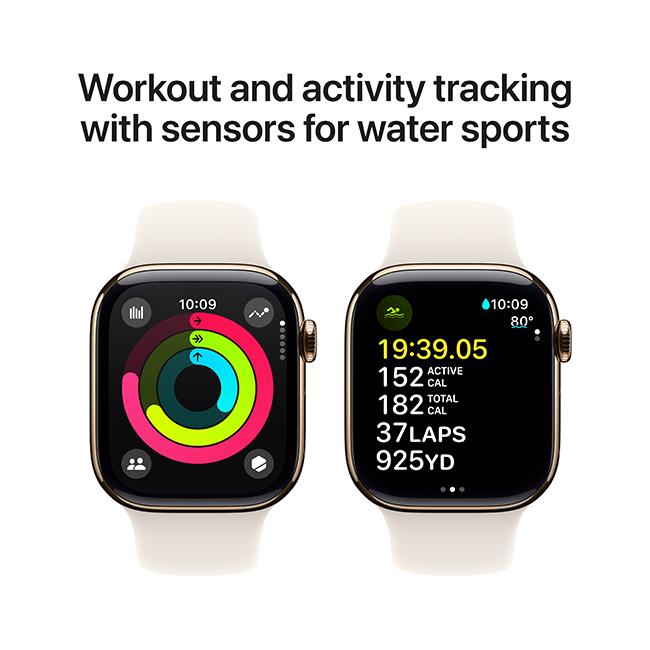 Apple Watch Series 10 42mm - Gold Titanium Starlight Sport Band M-L  (Product view 5)