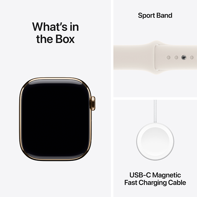 Apple Watch Series 10 42mm - Gold Titanium Starlight Sport Band M-L  (Product view 10)