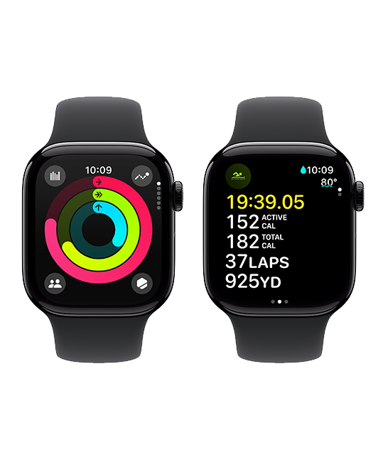 Apple Watch Series 10 42mm - Jet Black Aluminum Black Sport Band S-M  (Product view 3)