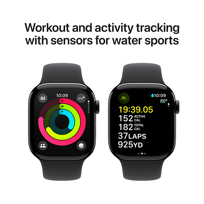 Apple Watch Series 10 42mm - Jet Black Aluminum Black Sport Band S-M  (Product view 5)