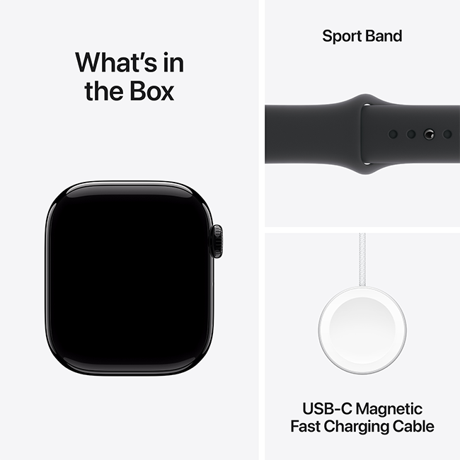 Apple Watch Series 10 42mm - Jet Black Aluminum Black Sport Band S-M  (Product view 10)