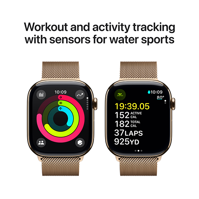 Apple Watch Series 10 46mm - Gold Titanium Gold Milanese Loop S-M  (Product view 5)