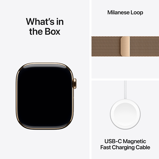 Apple Watch Series 10 46mm - Gold Titanium Gold Milanese Loop S-M  (Product view 10)