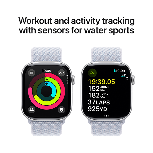 Apple Watch Series 10 46mm - Silver Aluminum Blue Cloud Sport Loop  (Product view 5)
