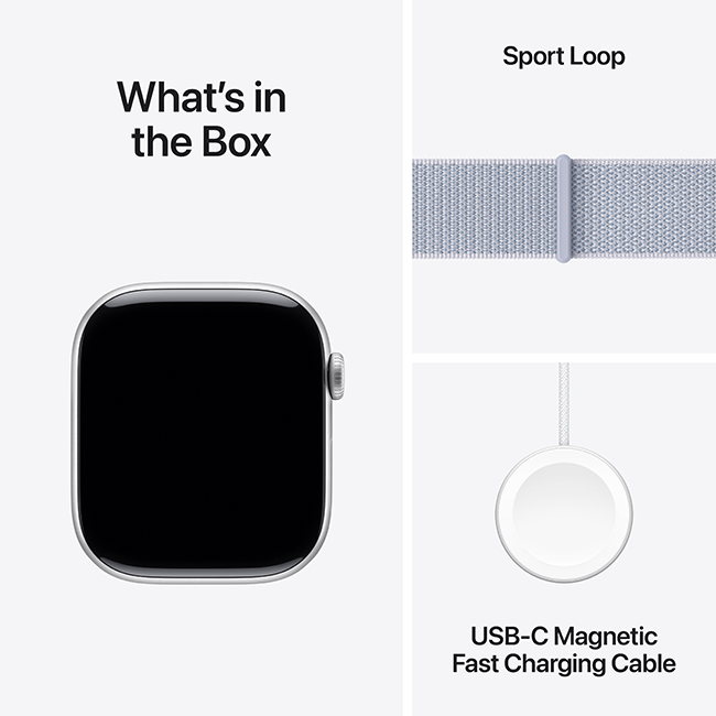 Apple Watch Series 10 46mm - Silver Aluminum Blue Cloud Sport Loop  (Product view 10)
