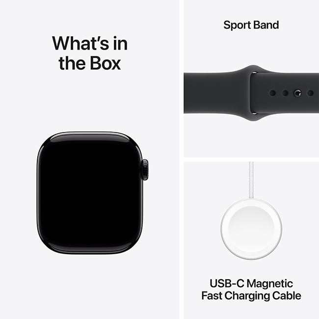 Apple Watch Series 11 42mm - Jet Black Aluminum Black Sport Band M-L  (Product view 9)
