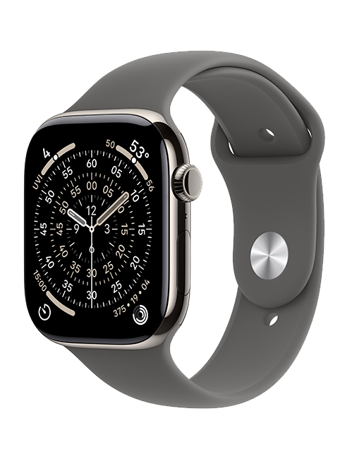 Apple Watch Series 11 46mm - Natural Titanium Stone Gray Sport Band M-L  (Product view 2)