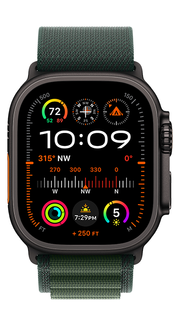 Apple Watch Ultra 2 49mm - Black Titanium Dark Green Alpine Loop Large  (Product view 3)