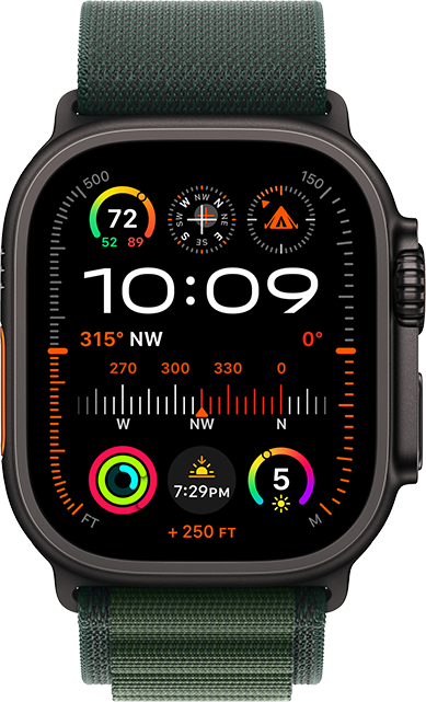 Apple Watch Ultra 2 49mm - Black Titanium Dark Green Alpine Loop Large  (Product view 1)