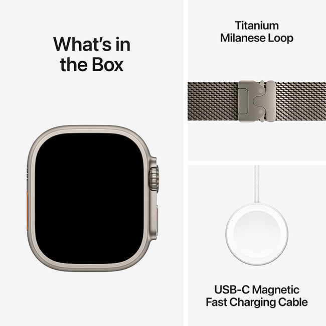 Apple Watch Ultra 3 49mm - Natural Titanium Natural Milanese Loop Small  (Product view 9)