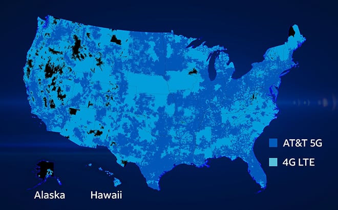 AT&T 5G coverage map