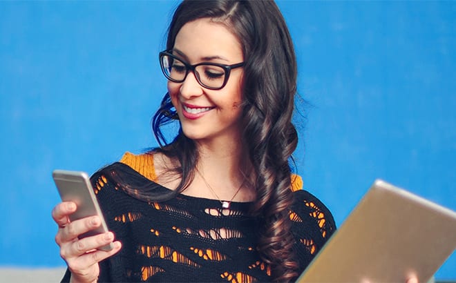 A Woman looking at her phone