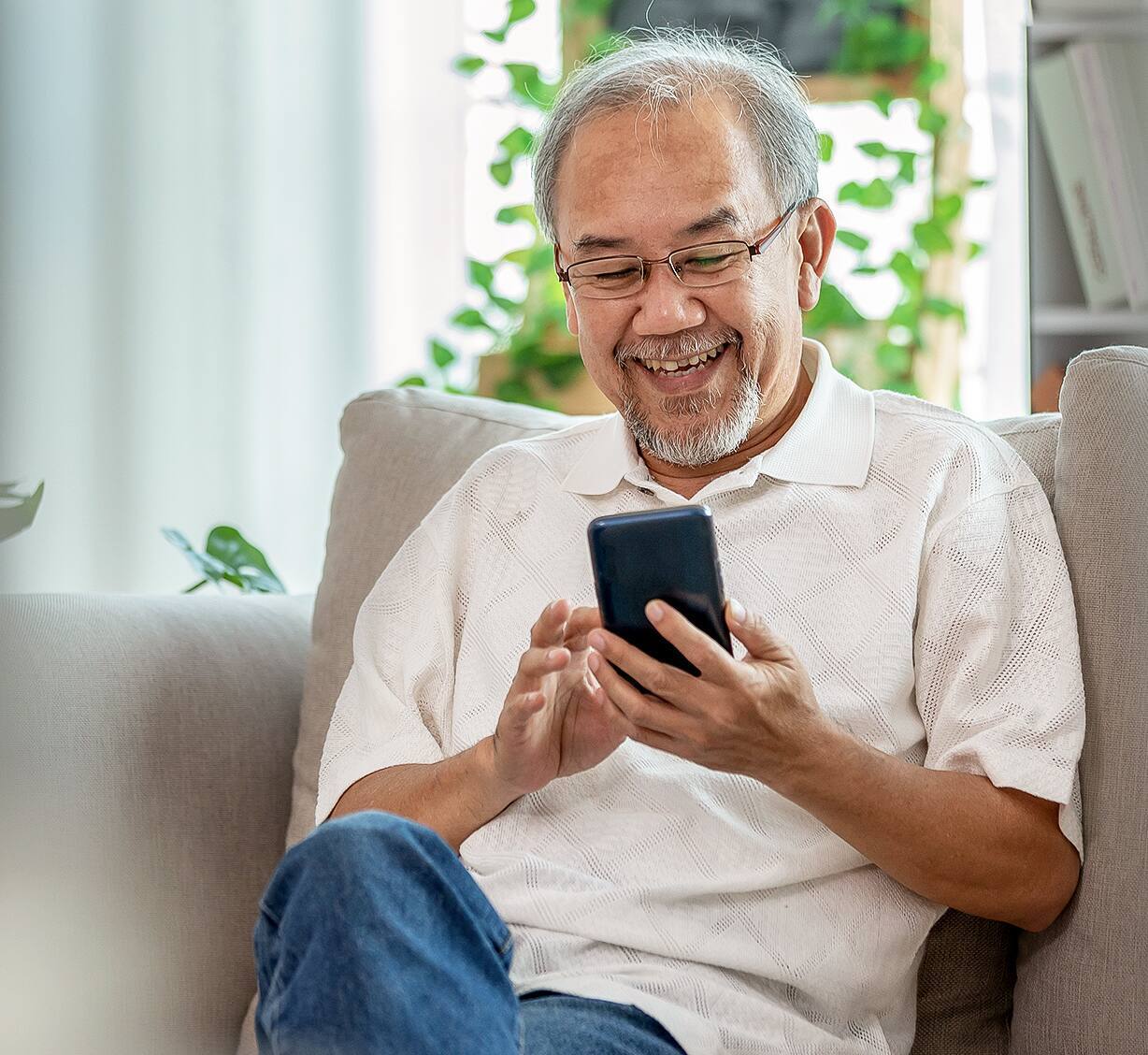 Friends looking at the mobile