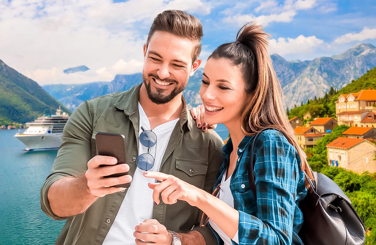 Friends looking at the mobile